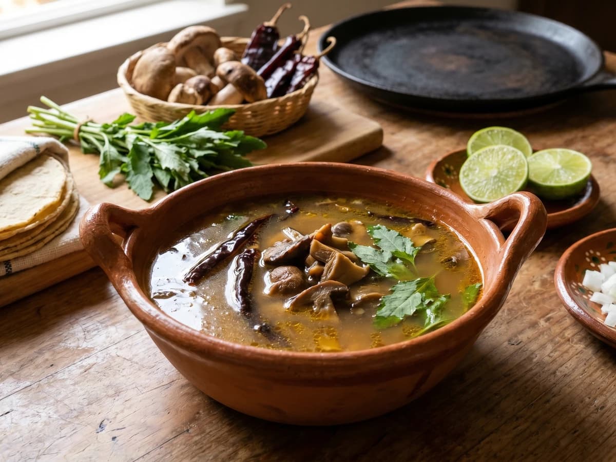 Sopa de Hongos con Epazote - Chef Lupita