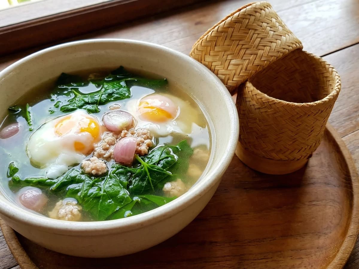 Northern Sweet Leaf Curry (Gaeng Phak Wan / แกงผักหวาน) - Chef Fai