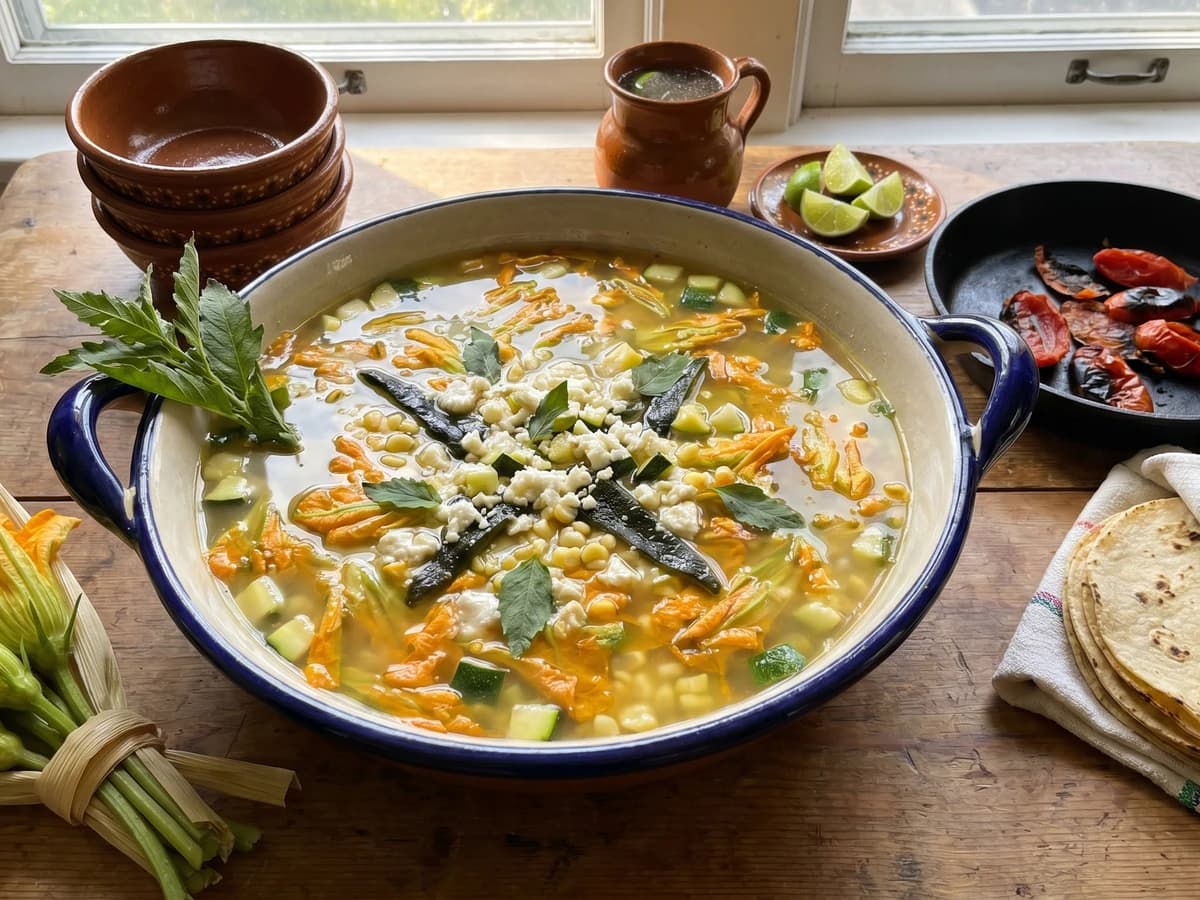 Sopa de Flor de Calabaza Poblana - Chef Lupita