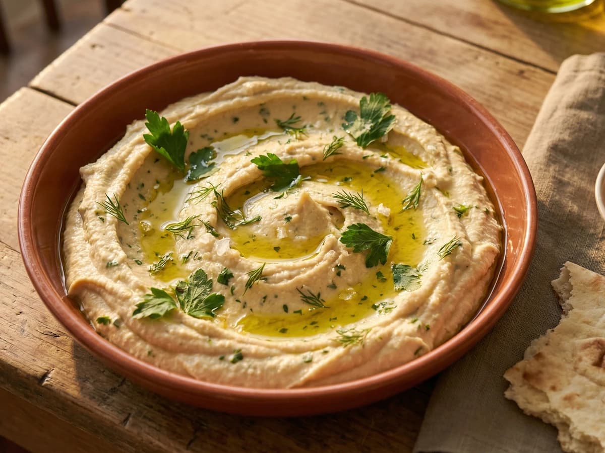 Fresh Chickpea Hummus with Garden Herbs - Chef Ally