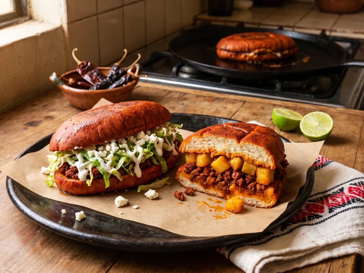 Pambazo Oaxaqueño con Chorizo y Papa - Chef Lupita