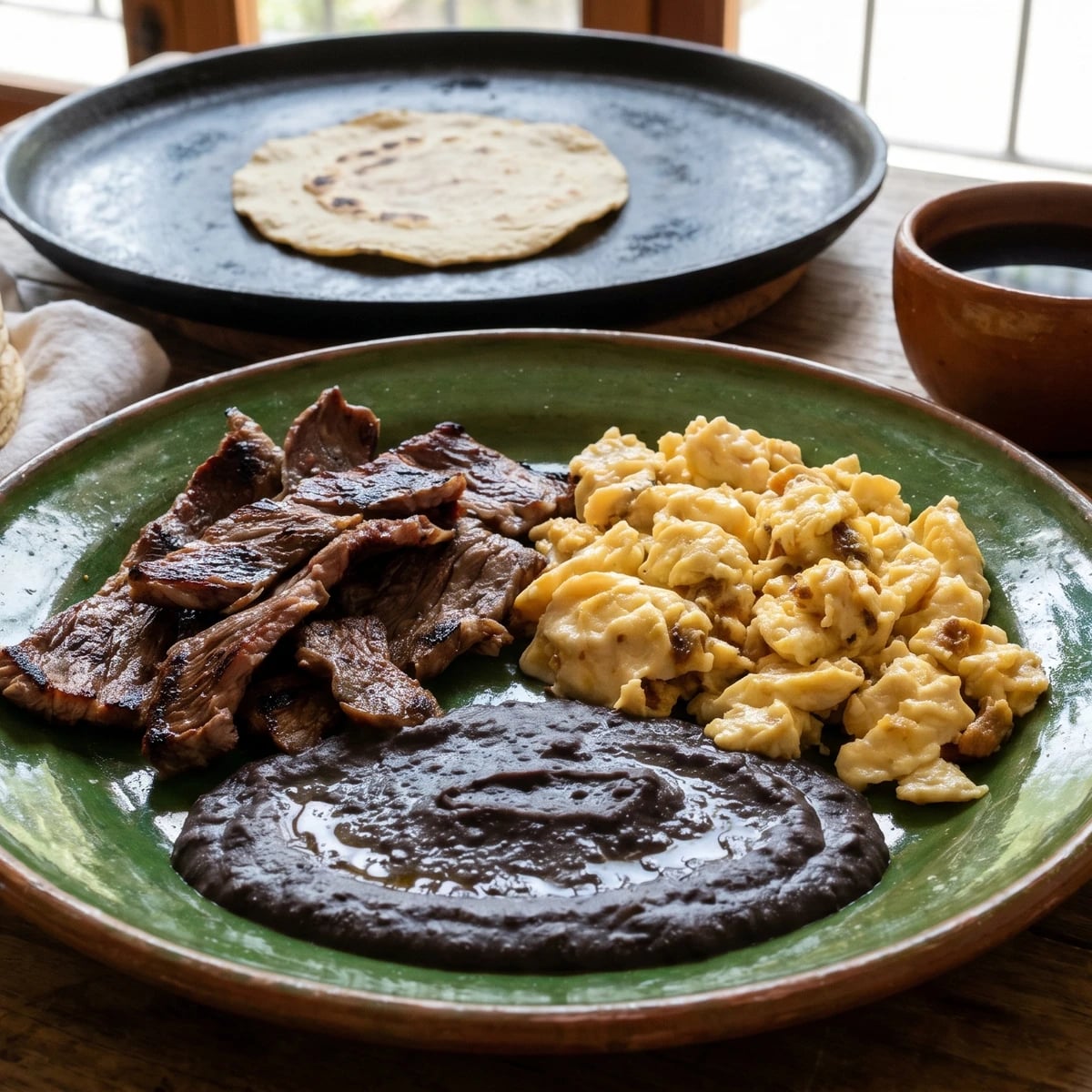 Huevos con Tasajo al Comal
