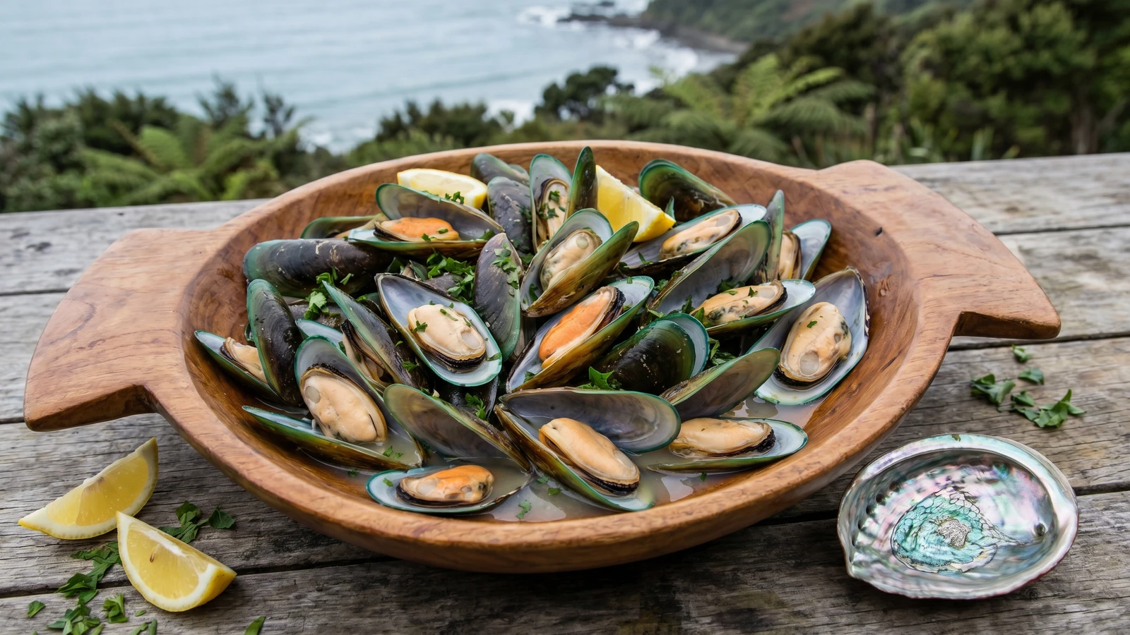 Kūtai Kōhuatia (Māori Steamed Green-Lipped Mussels)