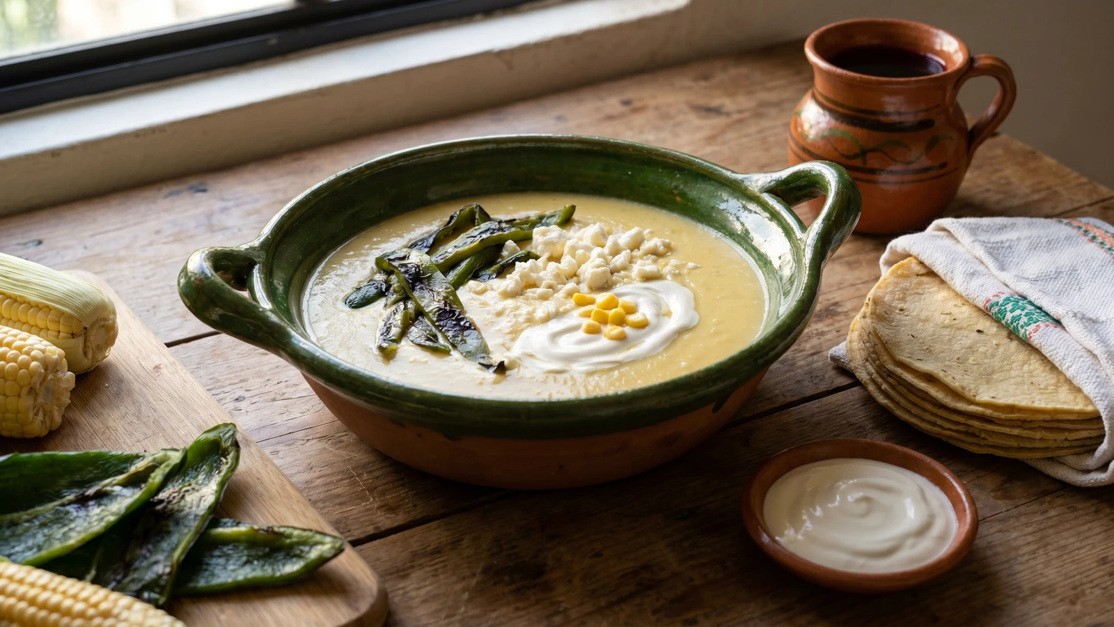 Crema de Elote con Rajas Poblanas