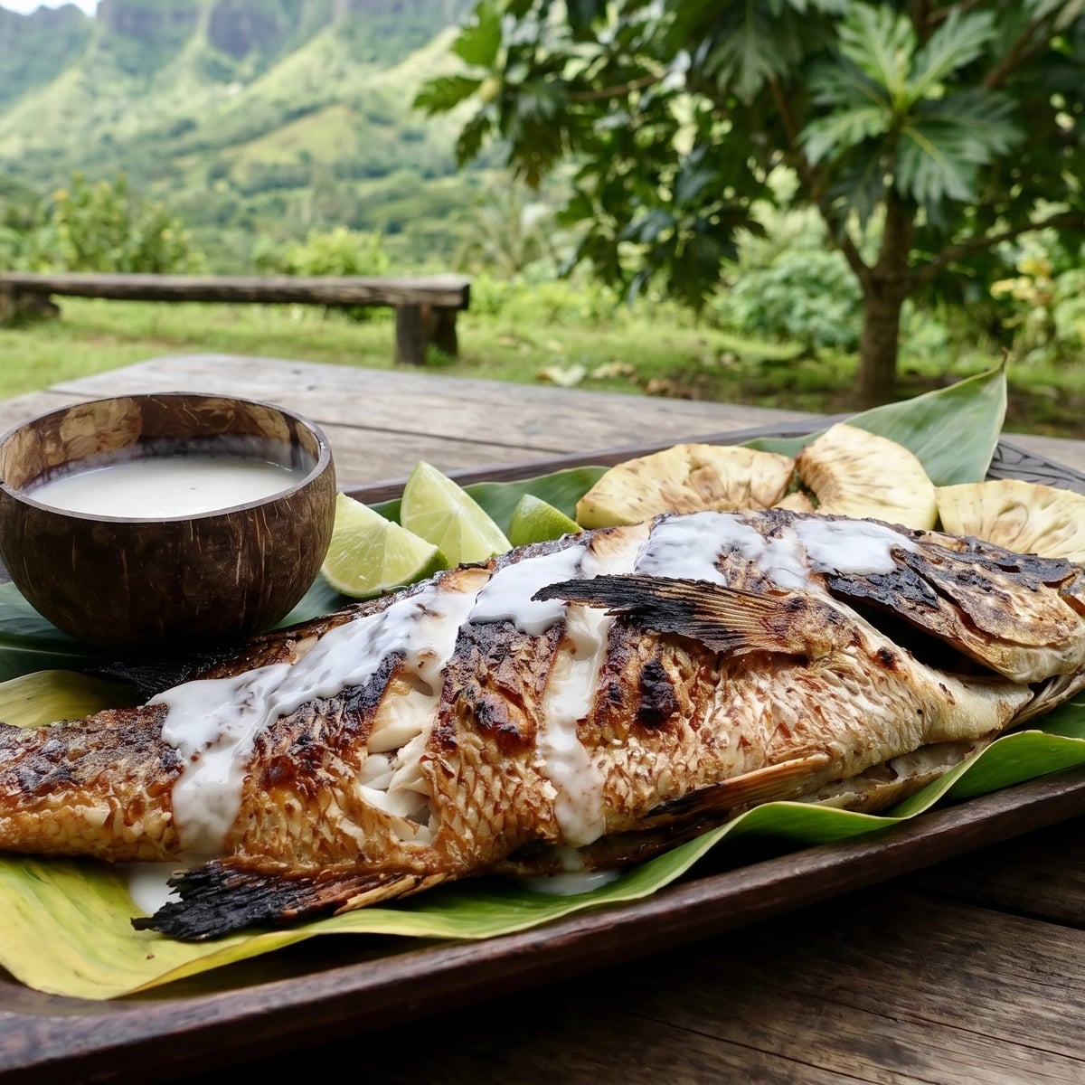 Iʻa Tunu (Marquesan Grilled Reef Fish with Miti Haari)