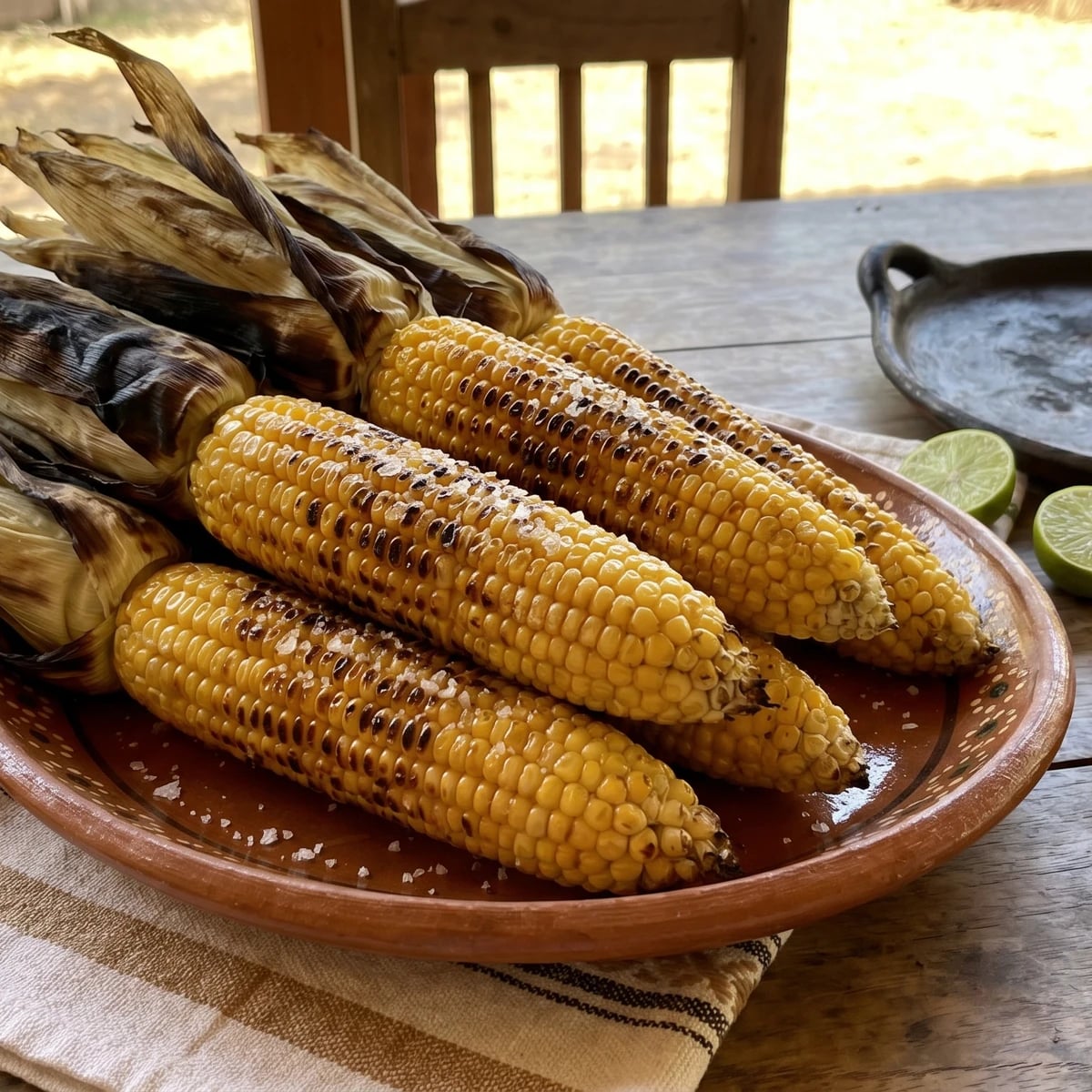 Elotes Asados con Totomoxtle Tlaxcaltecas