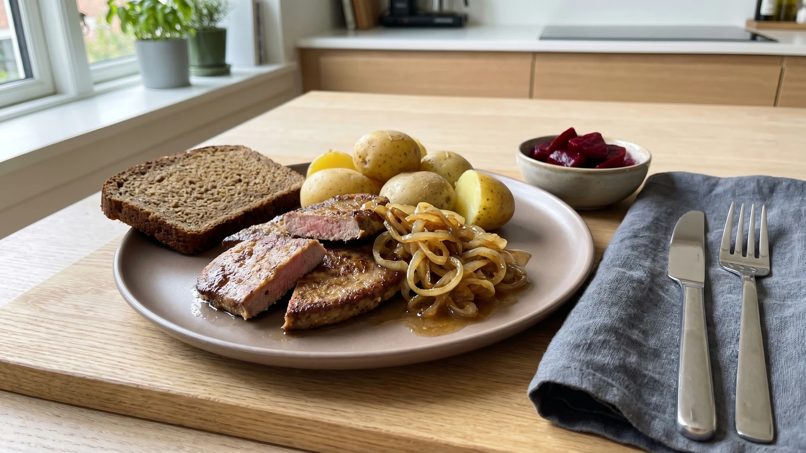 Stegt Svinelever med Løg