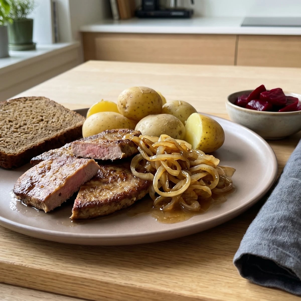 Stegt Svinelever med Løg