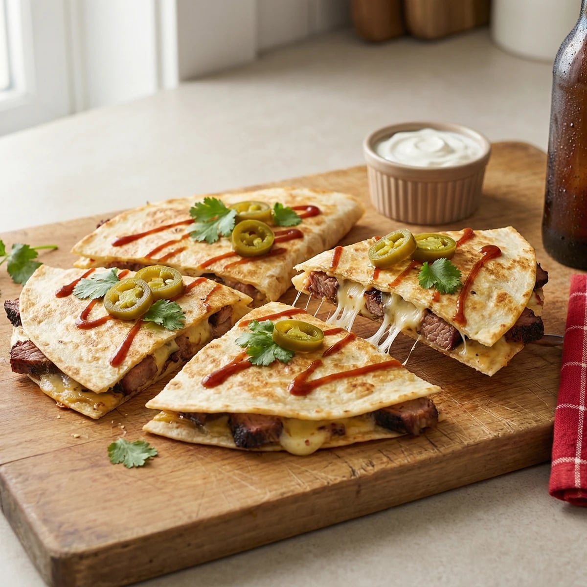 Smoked Brisket Quesadilla with Pickled Jalapeños