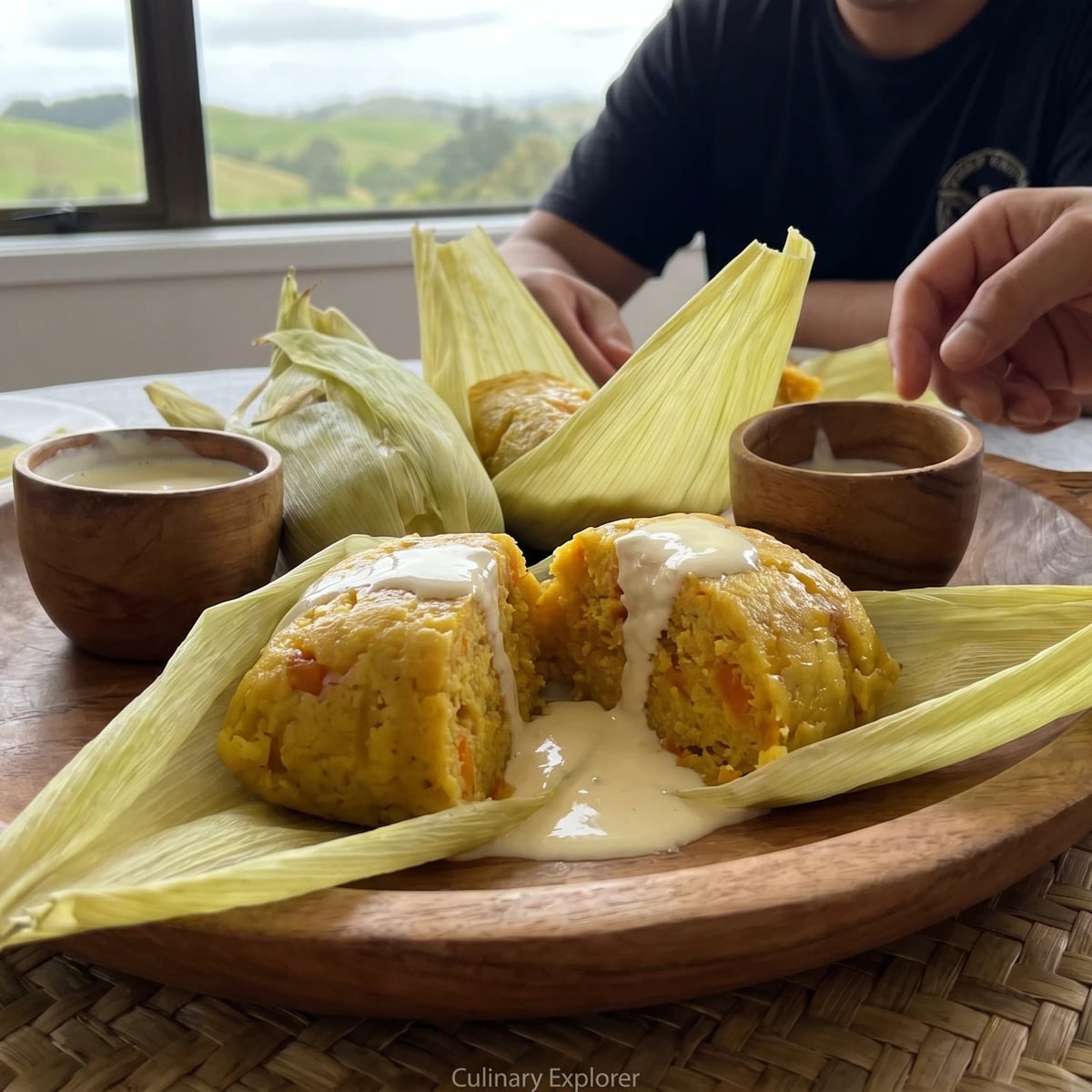 Kānga Waru (Māori Corn and Kūmara Steamed Pudding)