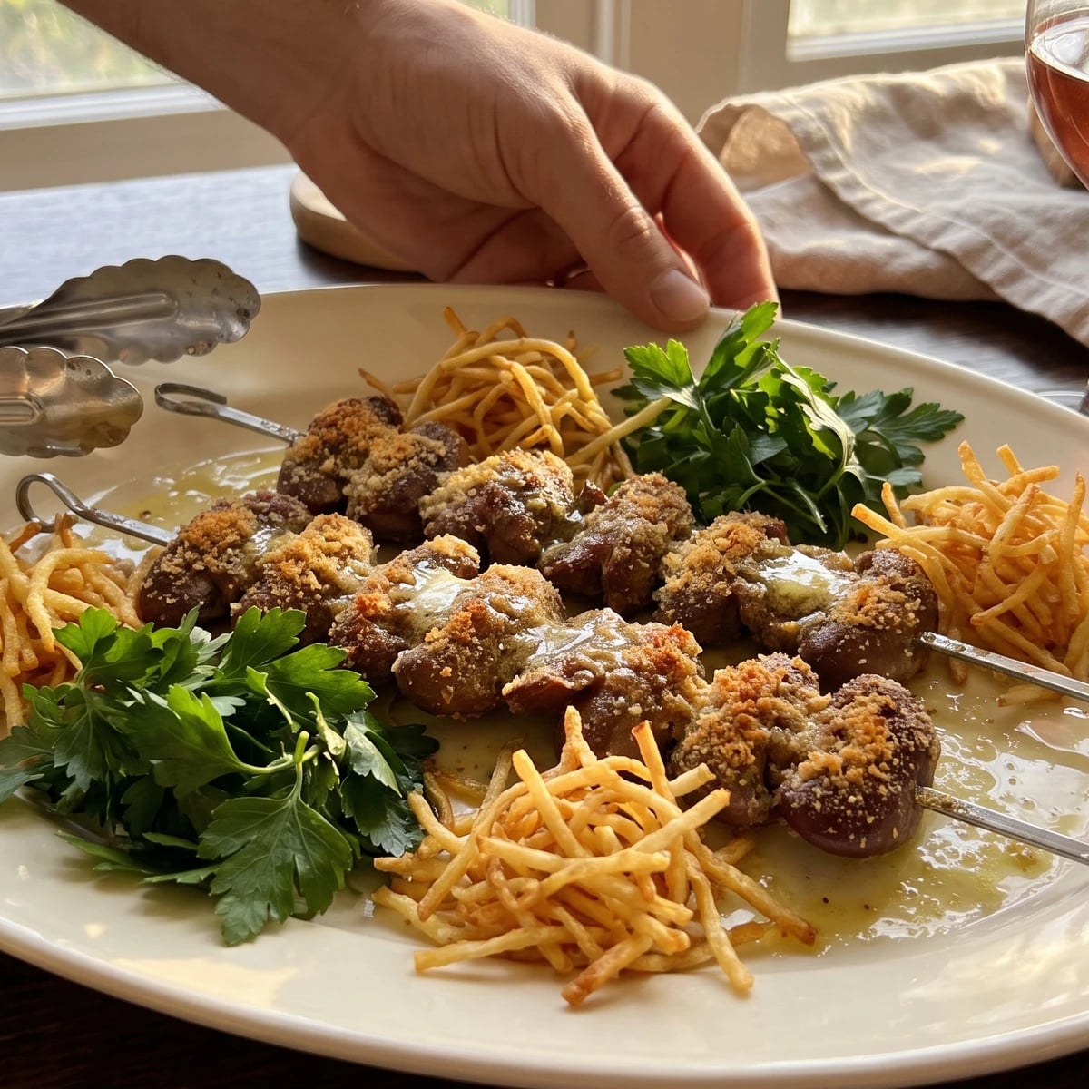 Rognons Brochette au Vert Pré