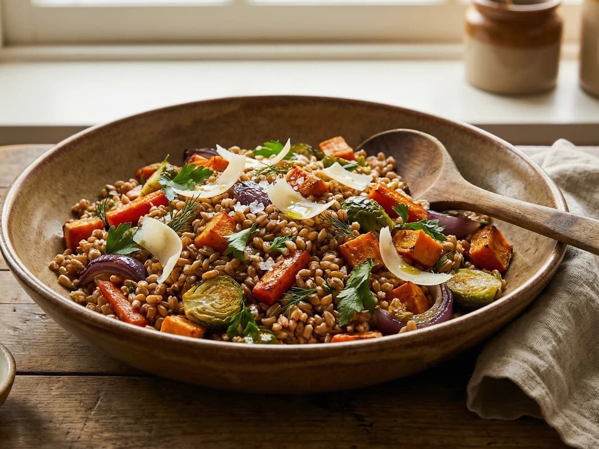 Farro with Roasted Vegetables - Chef Ally