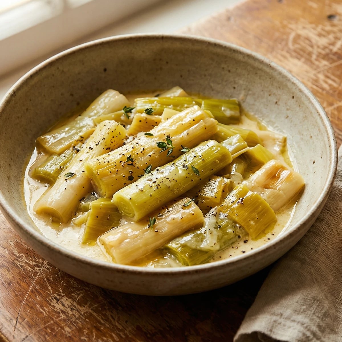 Braised Leeks in Butter and Cream