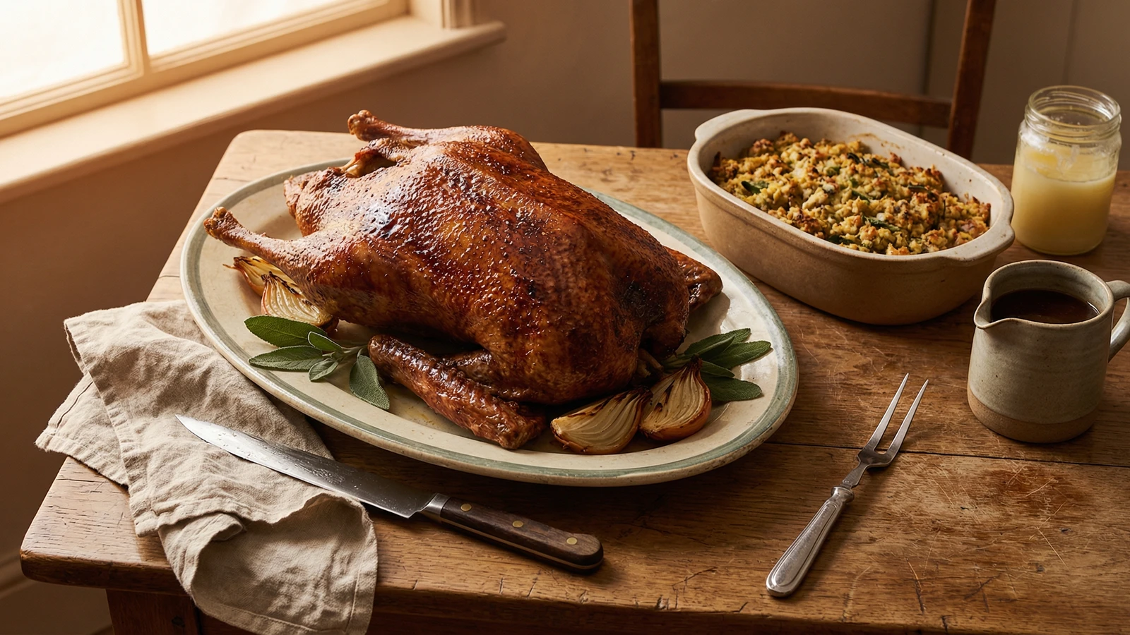 Roast Goose with Sage and Onion Stuffing