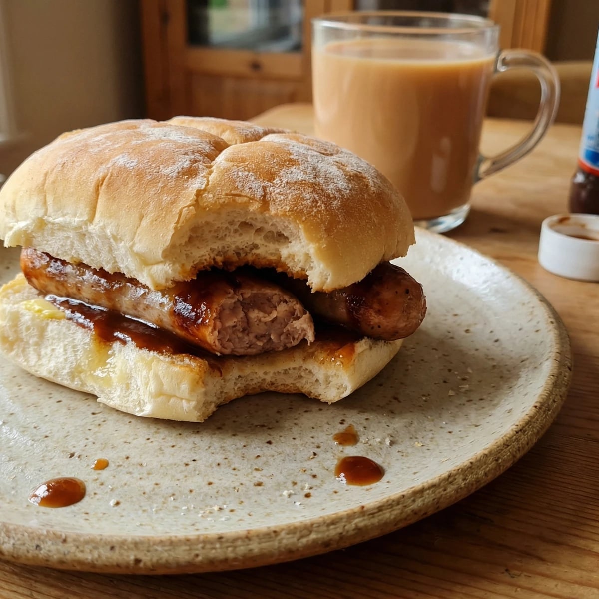 Sausage Sandwich with Brown Sauce