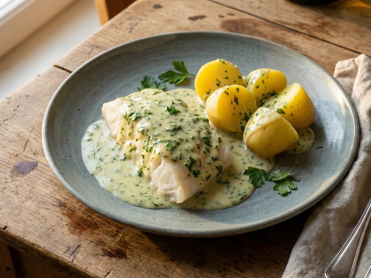 Cod in Parsley Sauce with Boiled Potatoes - Chef Thomas