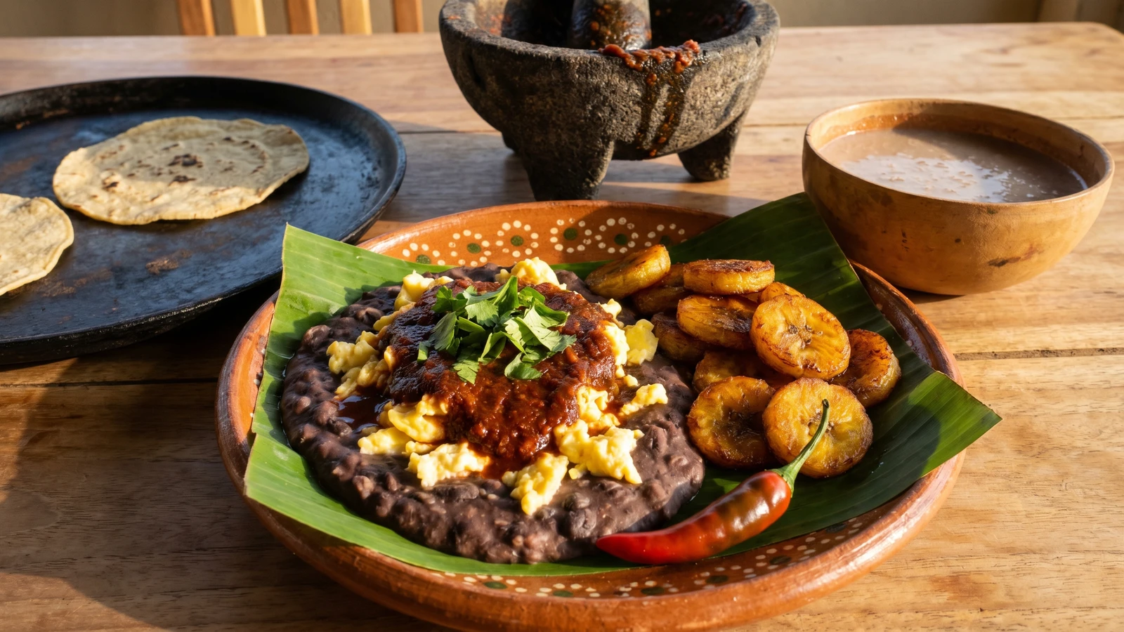 Huevos a la Tabasqueña con Plátano Macho