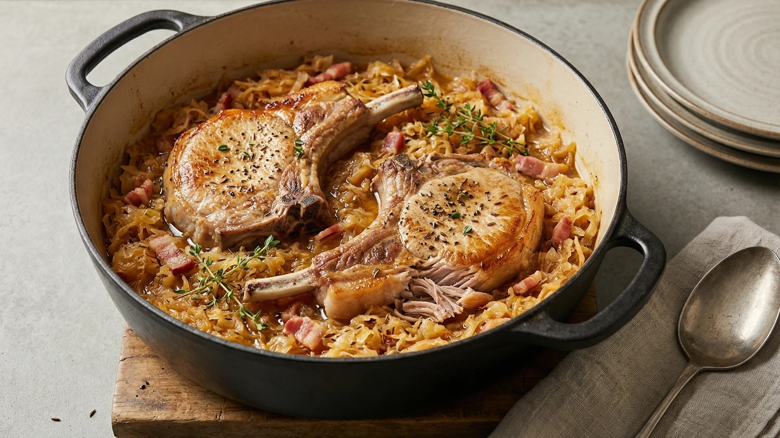 Pork Chops and Sauerkraut