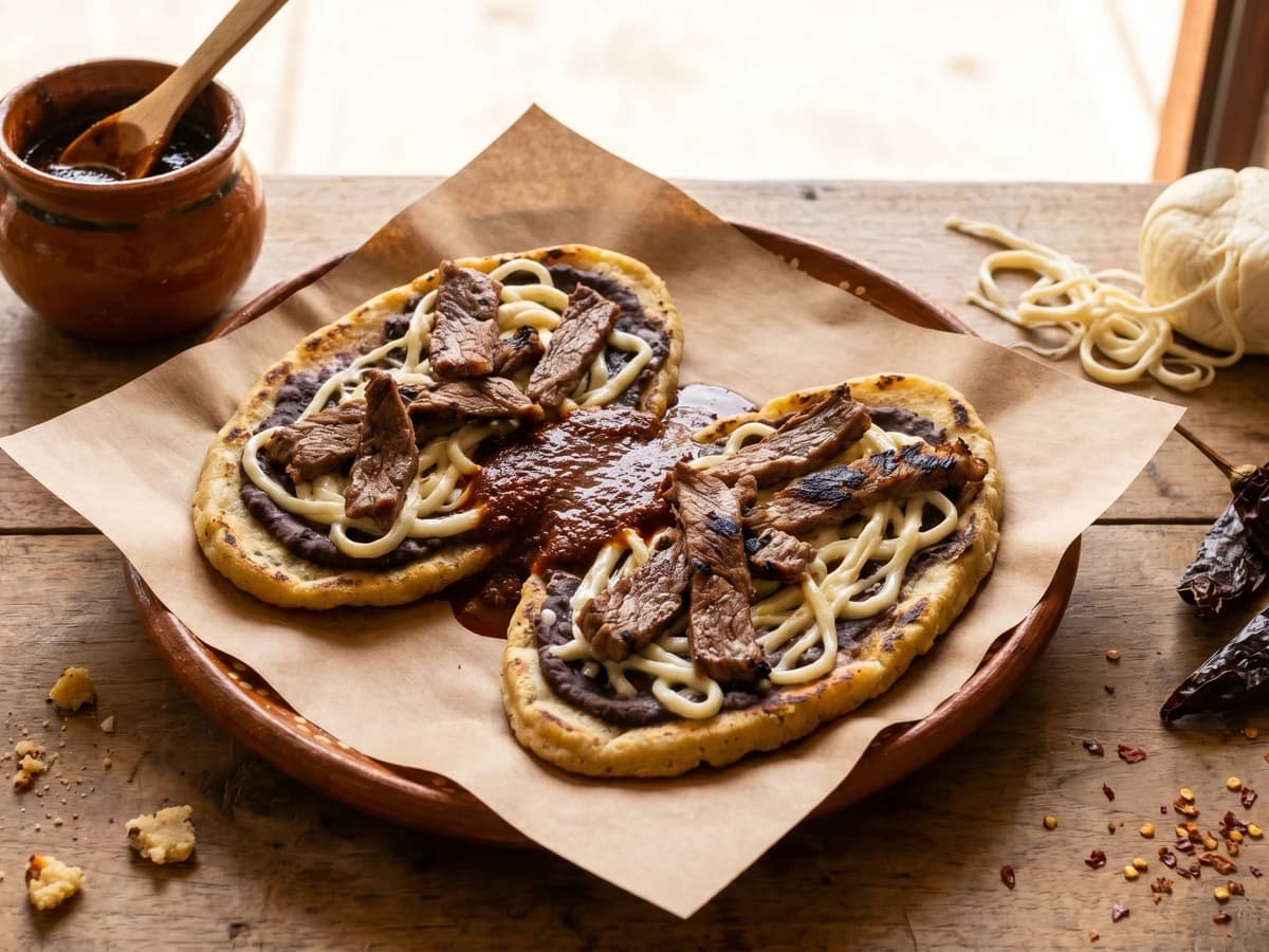 Memelas Oaxaqueñas con Tasajo y Quesillo - Chef Lupita