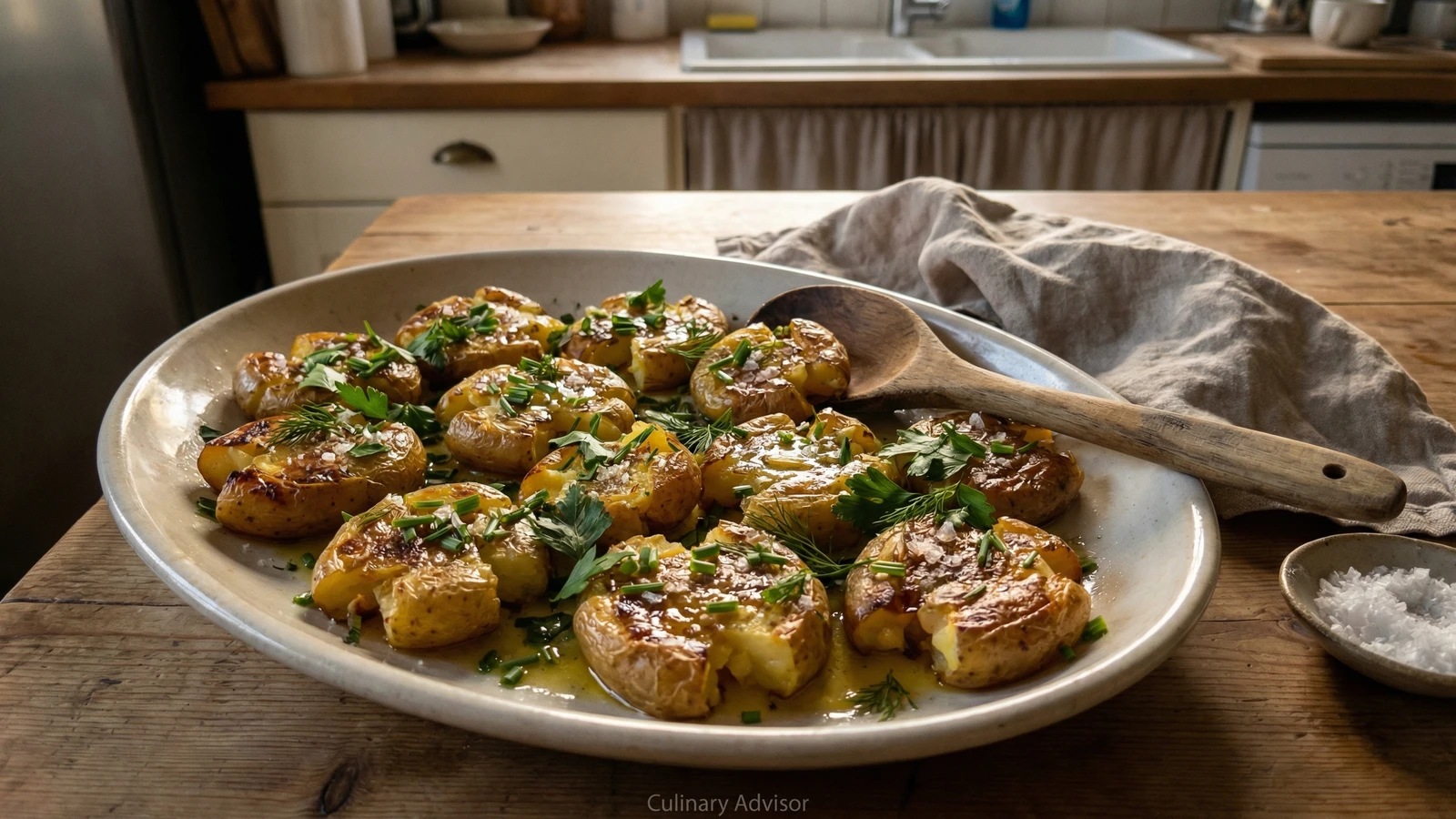 Smashed New Potatoes with Fresh Herbs