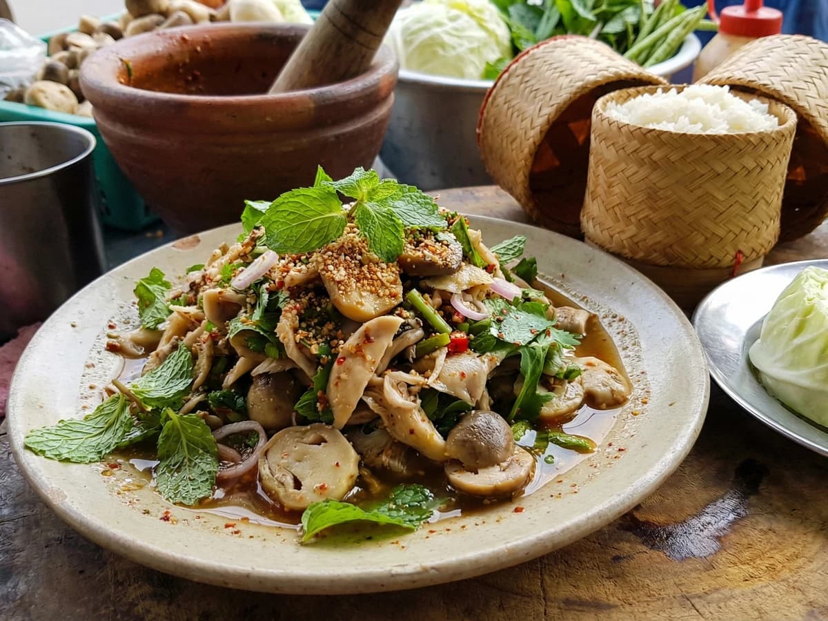 Isan Mushroom Larb (Larb Het) - Chef Fai