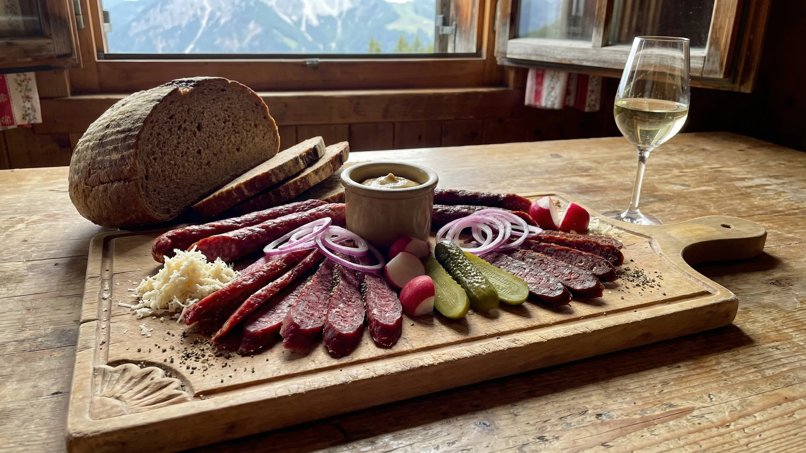 Kaminwurzen und Landjäger (Tyrolean Dried Sausage Board)