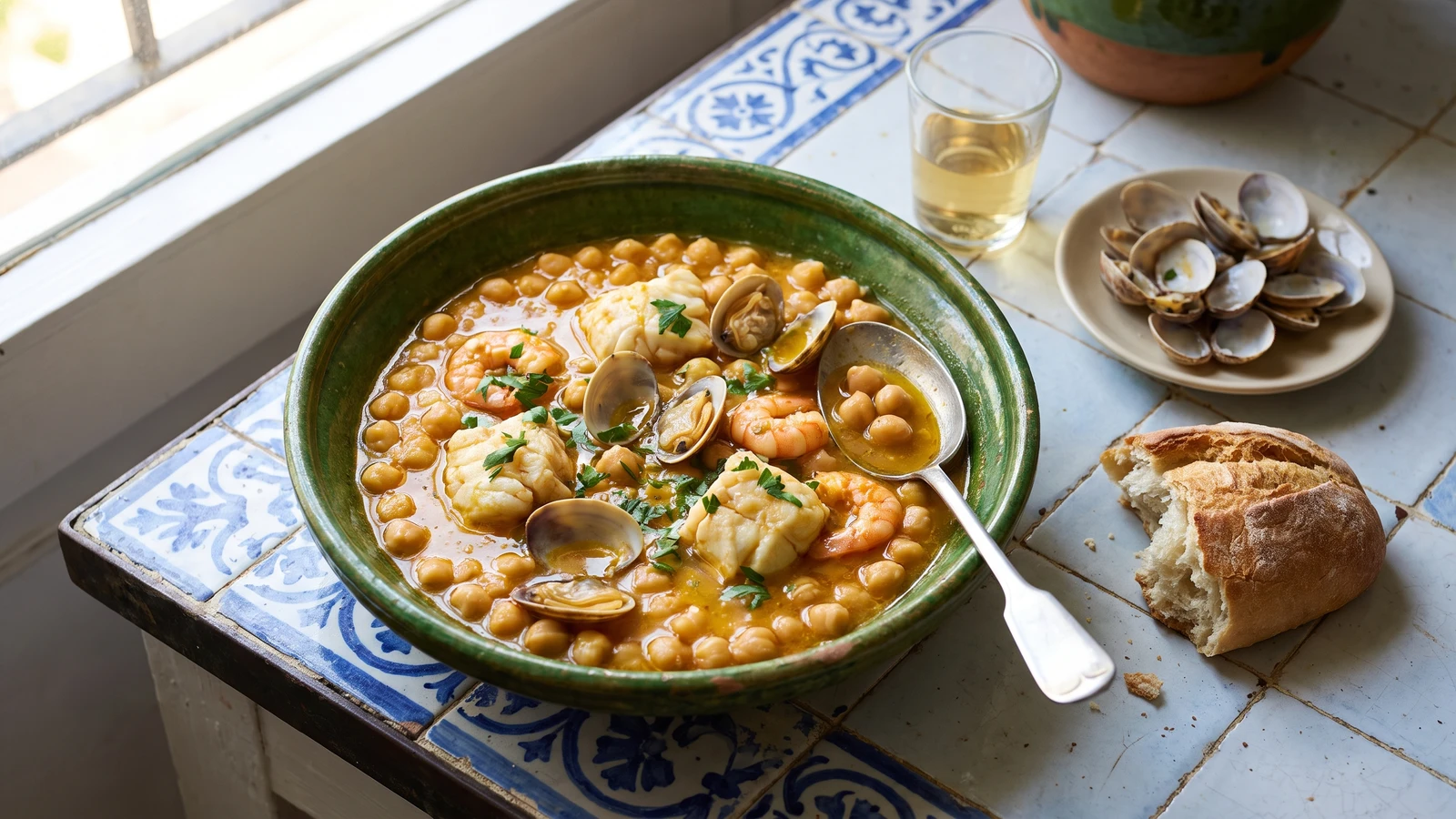 Garbanzos Andaluces con Rape y Almejas