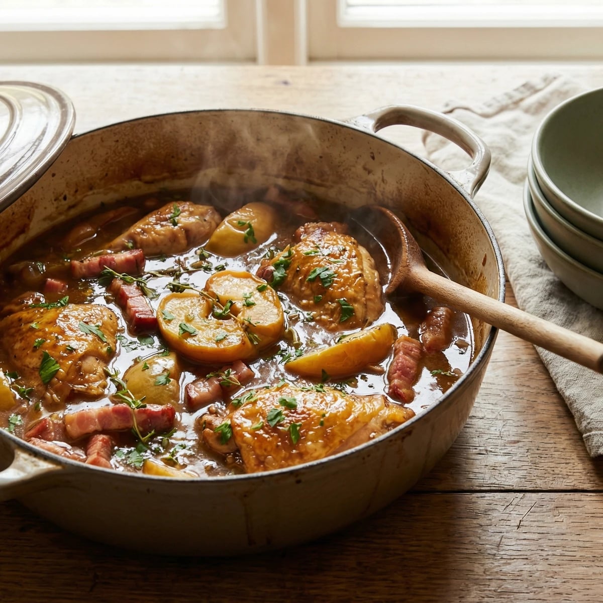 Pheasant Casserole with Bacon and Cider