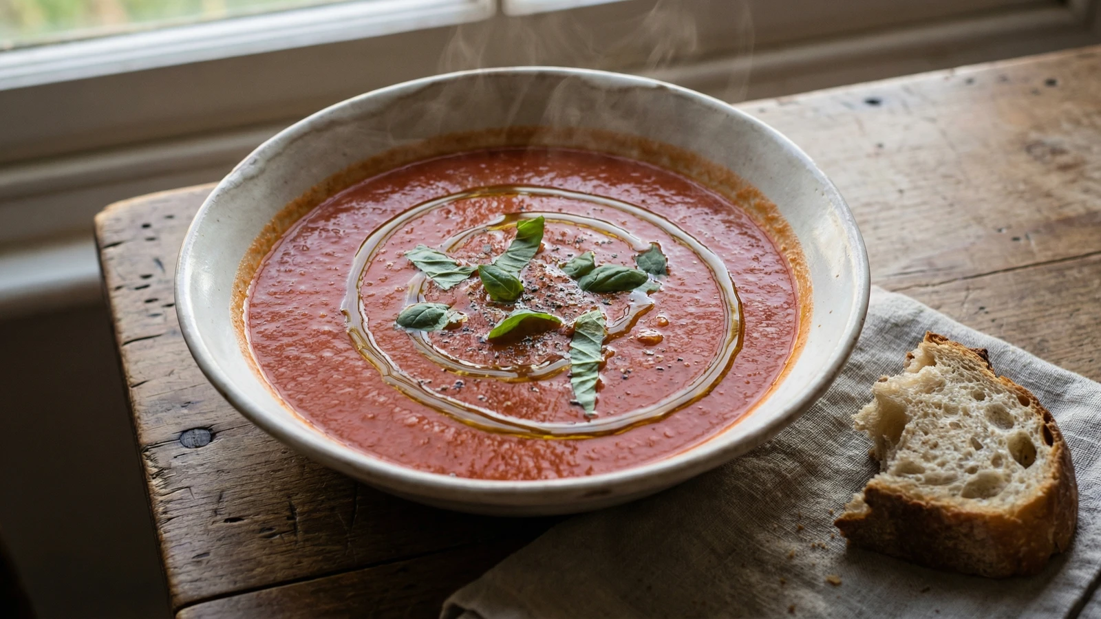 Garden Tomato Soup with Torn Basil