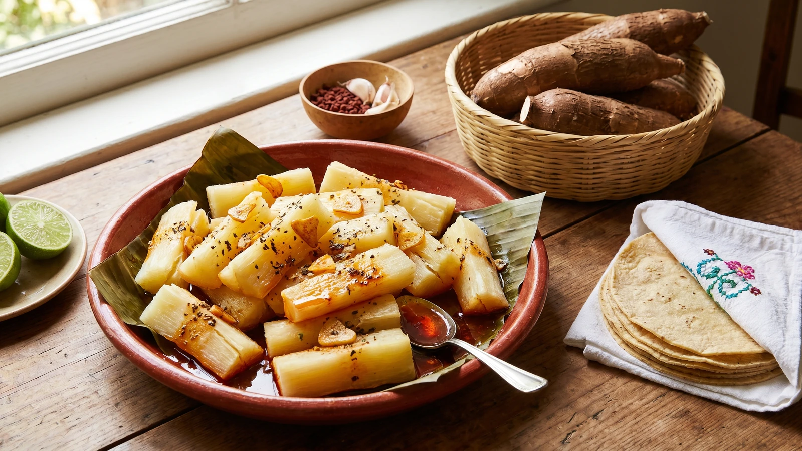 Yuca Sancochada con Mojo de Ajo Veracruzano