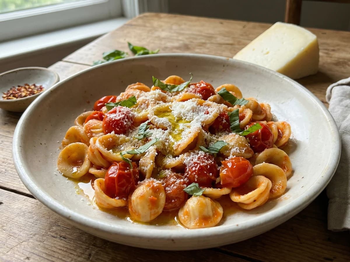 Orecchiette con Pomodorini e Cacioricotta - Chef Graziella