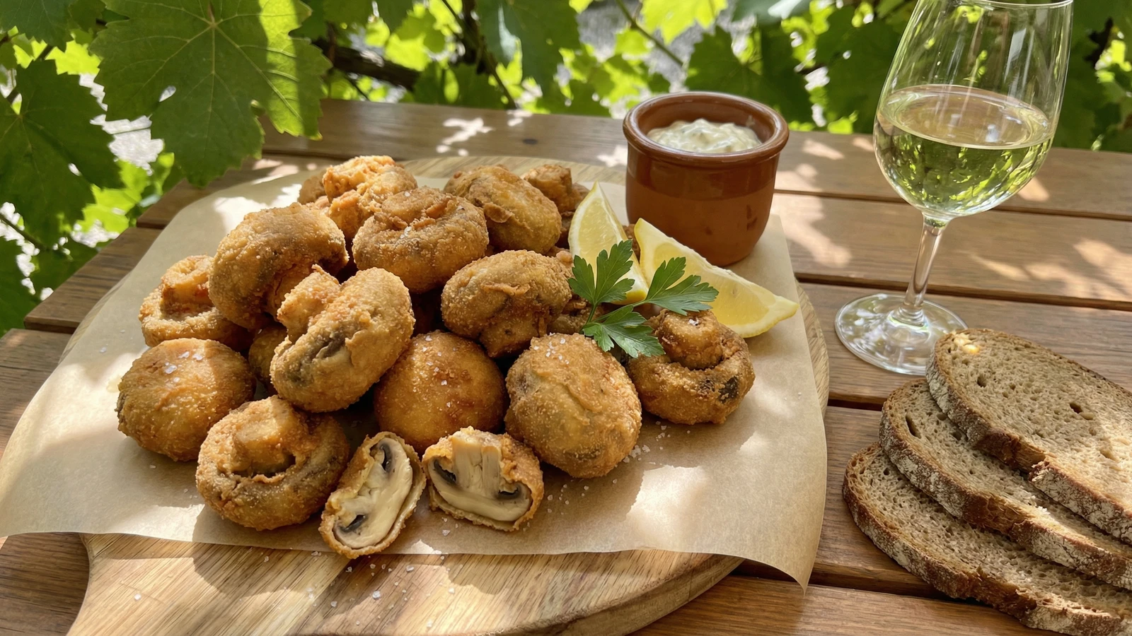 Gebackene Champignons