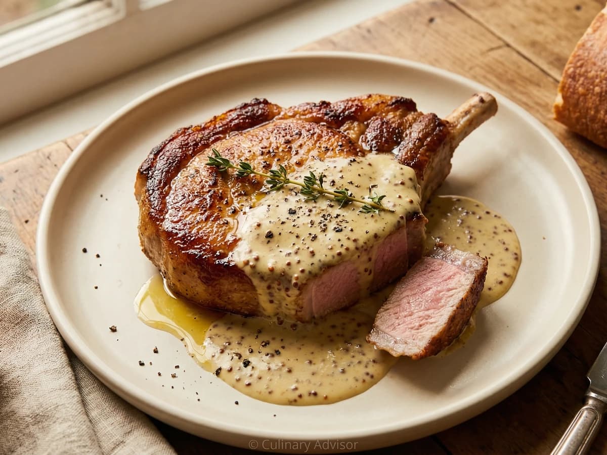 Pork Chops with Mustard Cream Sauce - Chef Ally