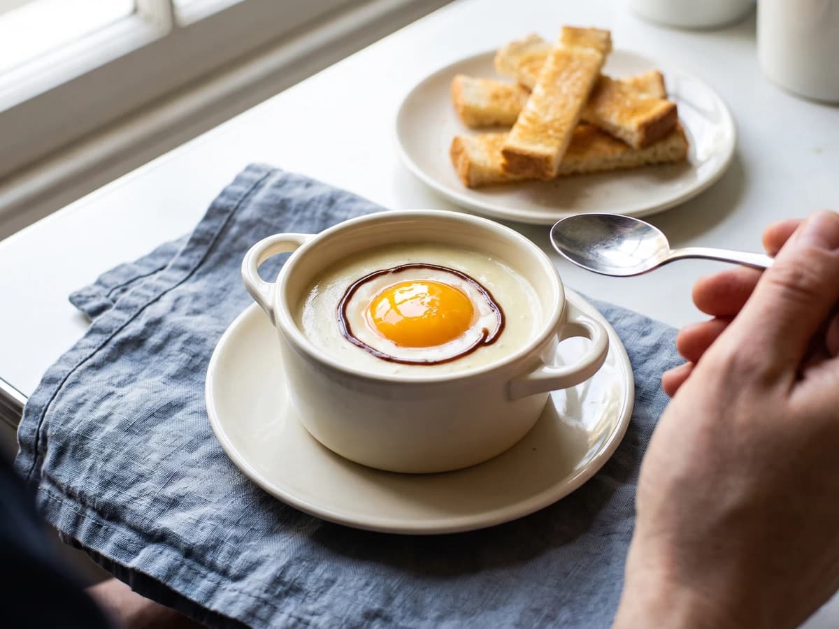 Eggs en Cocotte à la Soubise - Chef Juliette